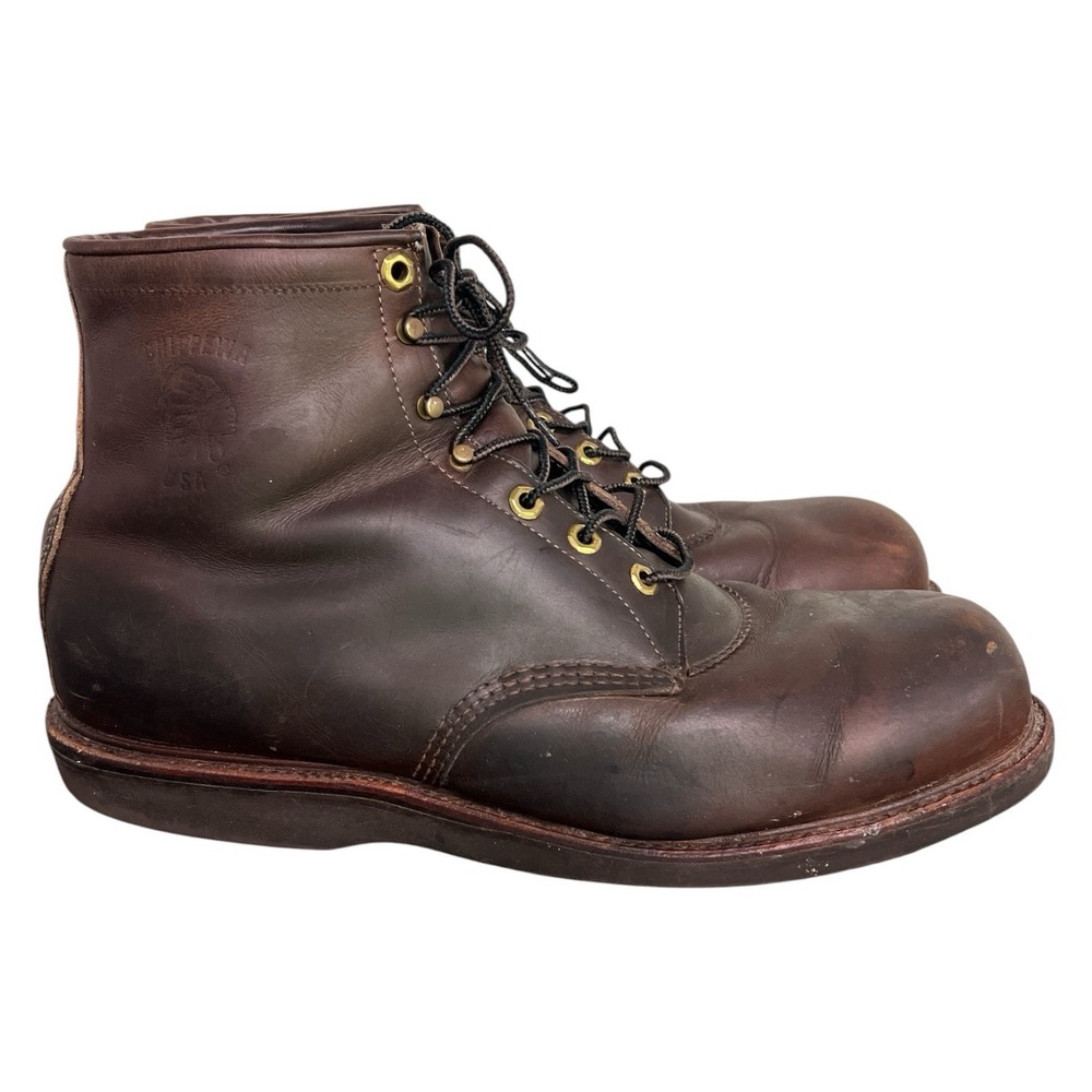 Vintage Chippewa USA Brown Leather Work Boots Men's Size 13 Vibram Sole